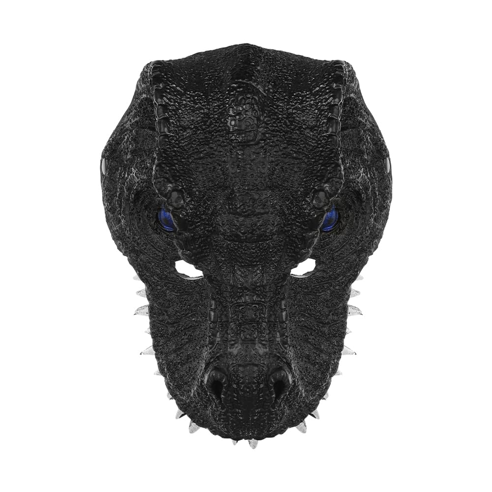 SIQITECHUK Dinosaur Mask Animal Dinosaur Headband Realistic Dinosaur Face Mask Full Face for Halloween Cosplay Fancy Dress Easter Carnival Costume Prop (Black)