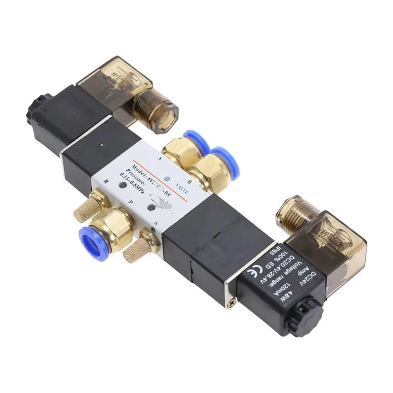 4V220-08 5-drożny pneumatyczny zawór elektromagnetyczny 2 pozycje 1/4" wewnętrzny stop aluminium E 12 V DC 24 V DC 110 VAC 0,15-0,8 Mpa (bez wyposażenia, 5 V)