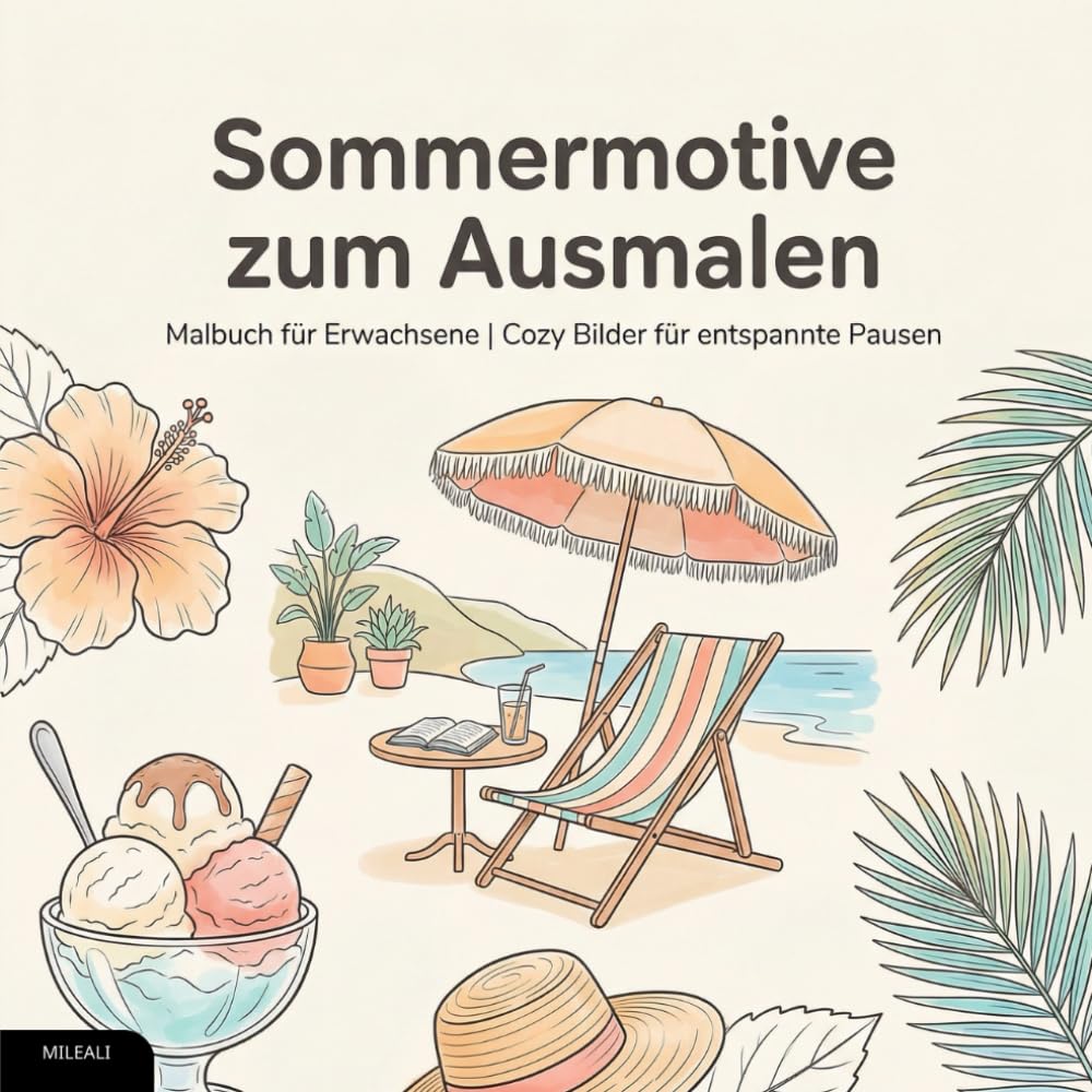 Sommermotive zum Ausmalen: Malbuch für Erwachsene | Cozy Bilder für entspannte Pausen