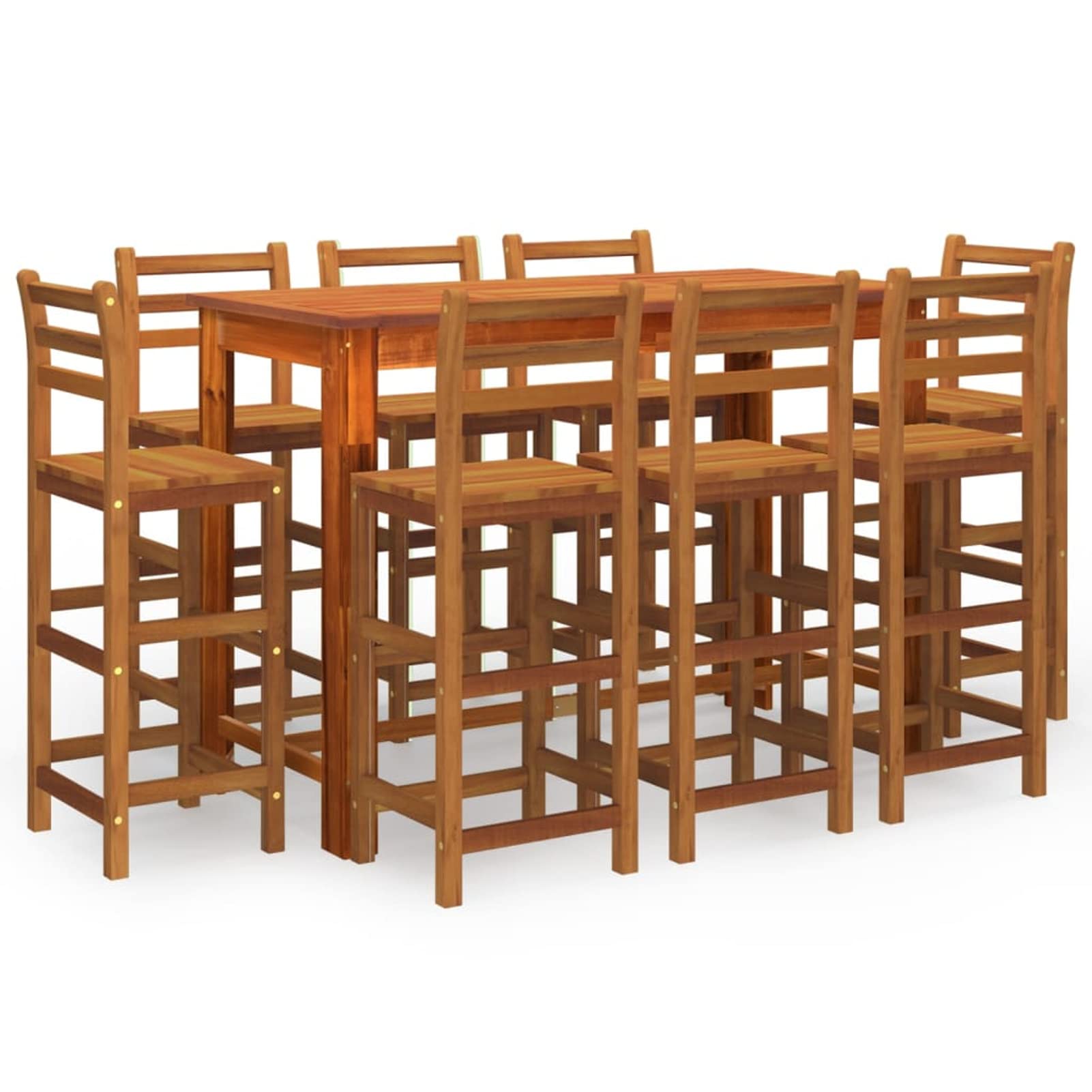 BaraSh Ensemble de Bar de Jardin 9 pcs Bois d'acacia Solide,Ensemble Bar De Jardin,Ensemble De Bar D'Extérieur,Mobilier De Jardin