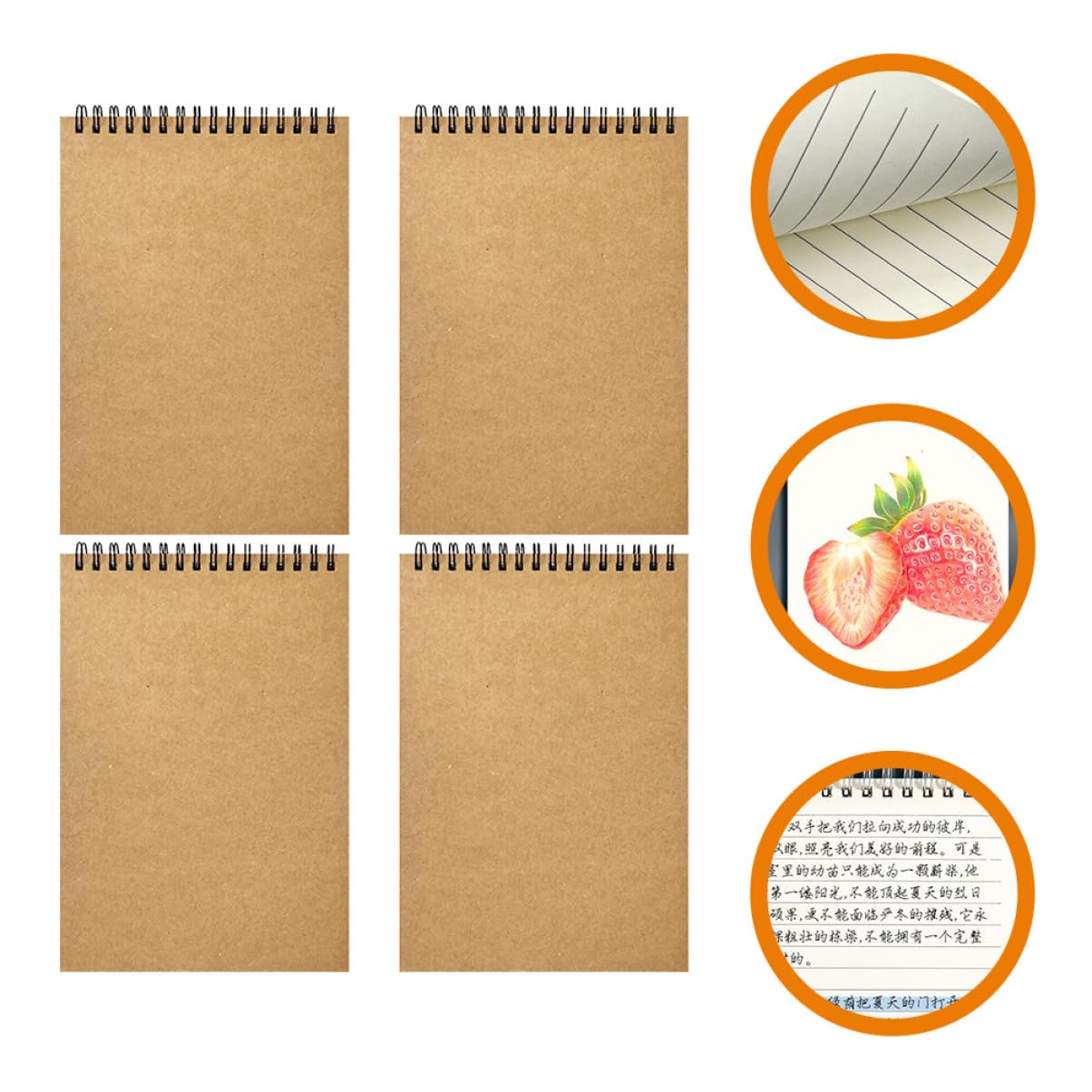 Spiralnotizbuch 4 Stück-pack A5 Papier für Zeitplanung und Tagebuch