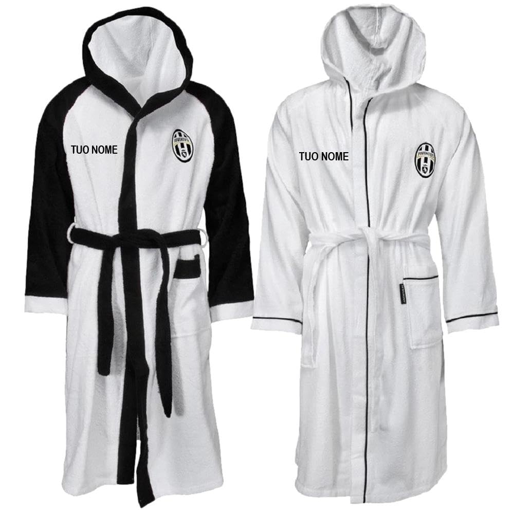 Hermet Accappatoio JUVE In Spugna Calcio Logo Storico Ovale Juventus Personalizzabile Con Nome Ricamato