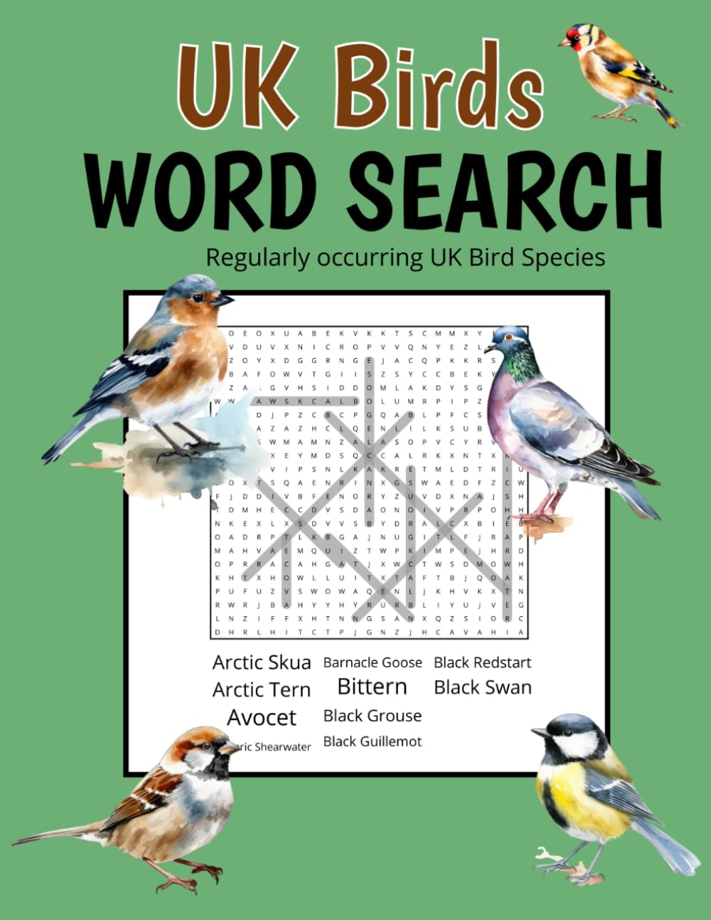 UK Birds Word Search Book.: Regularly Occurring UK Bird Species. Word Search Puzzles for Adults, Seniors, Bird Watchers, Teens. 25 puzzles with solutions.