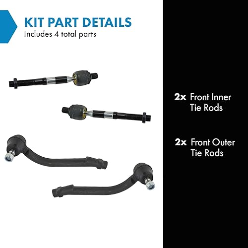 Miniatura 965 de TRQ Juego de varillas de acoplamiento delanteras interiores y exteriores, 4 piezas, compatibles con Chevrolet Cruze 2016-2019 de 16-19 voltios