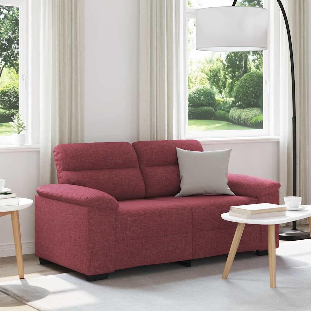 Sofá de 2 plazas tapizado de tela, color rojo vino, 160 x 81 x 84
