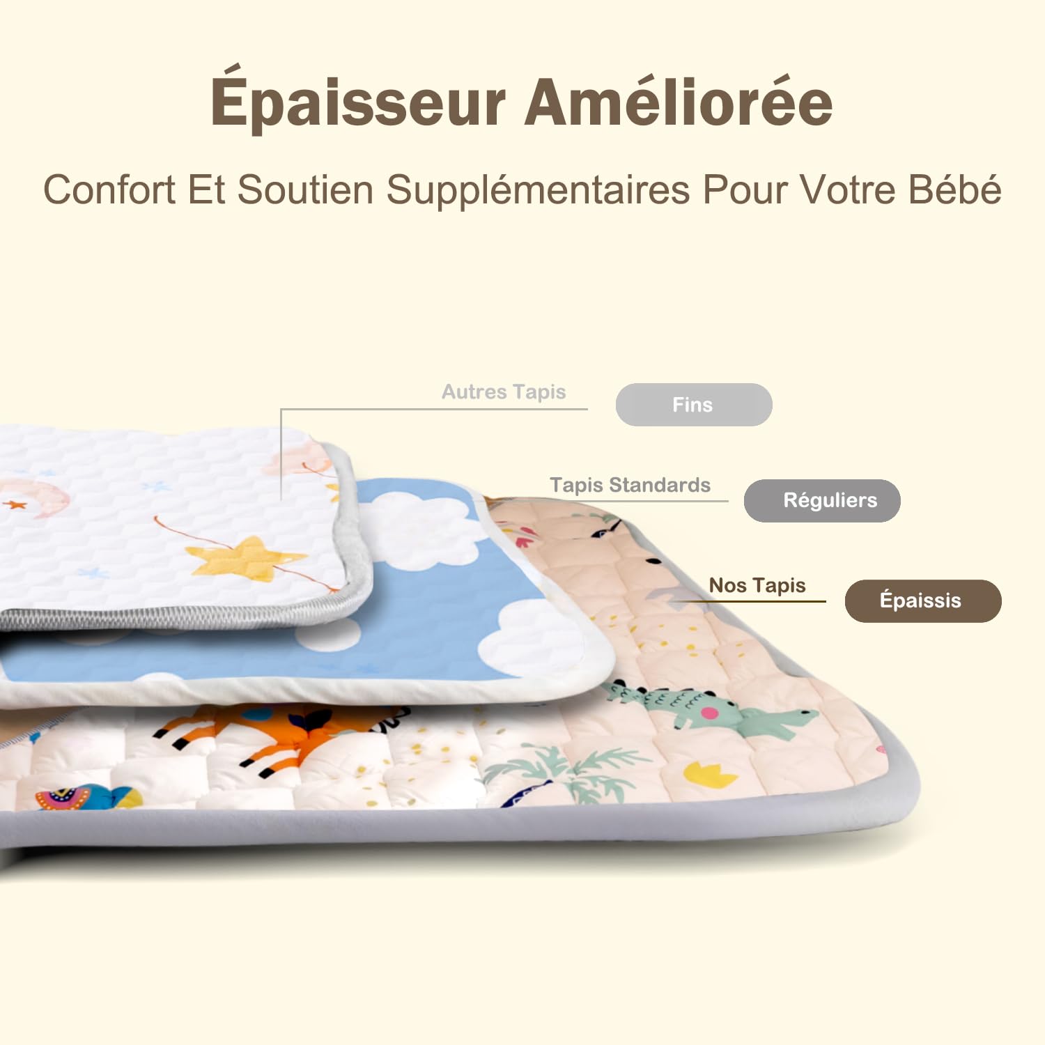 Sinhaklóho Tapis de Jeu Bébé Ultra Épais et Pliable, Antidérapant, Lavable en Machine, 180×150 cm, sans Odeur, Idéal pour Parcs de Jeux et Sols, Safari Sauvage