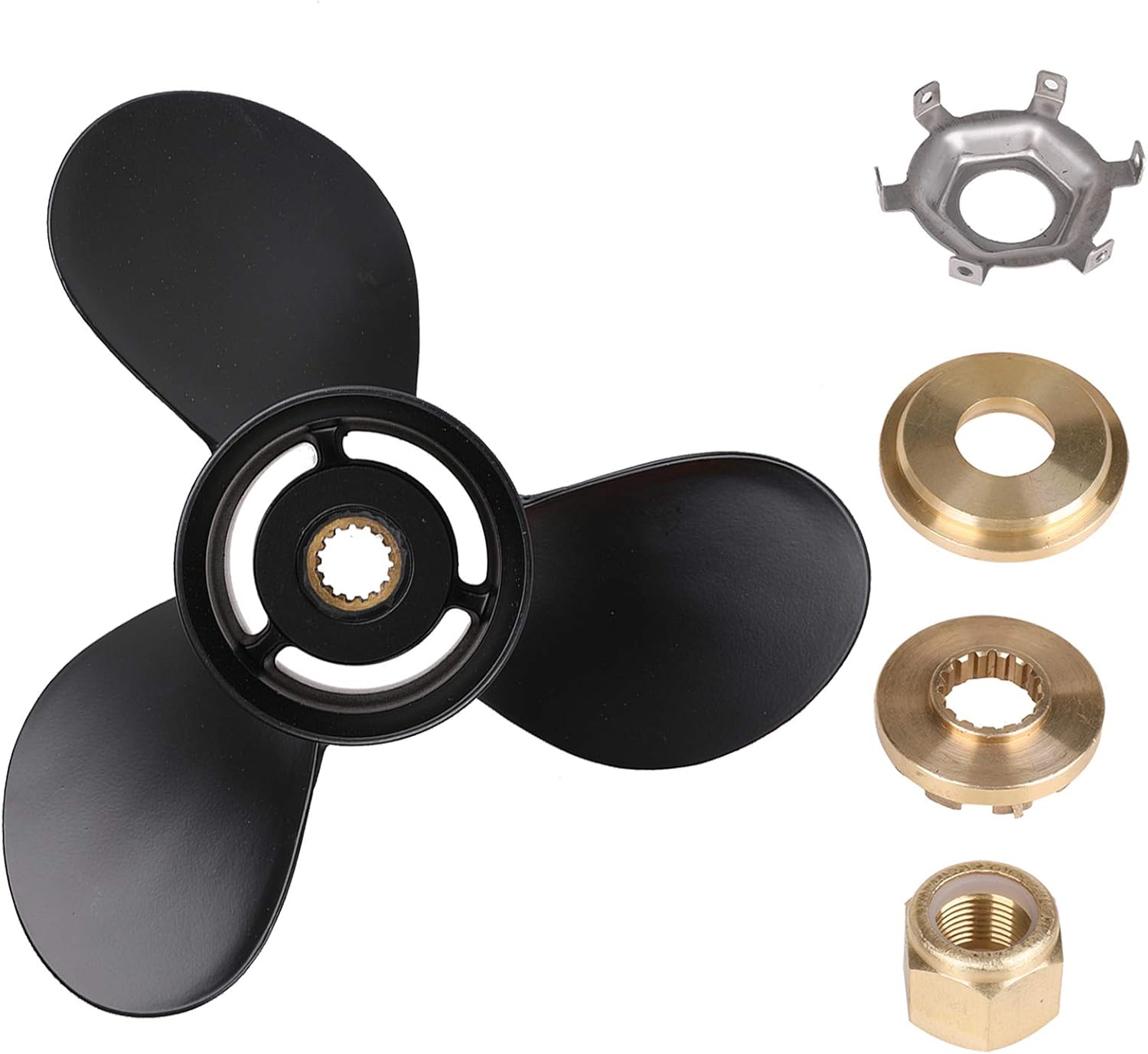 Tutor Auto 48-77344A45 Upgrade Aluminum Propeller 13 1/4 x17 Pitch for Mercury Outboard Engine 60hp 70hp 80hp 90hp 100hp 115hp 125hp, 15 Spline Tooth, RH (Hub Kits Included)
