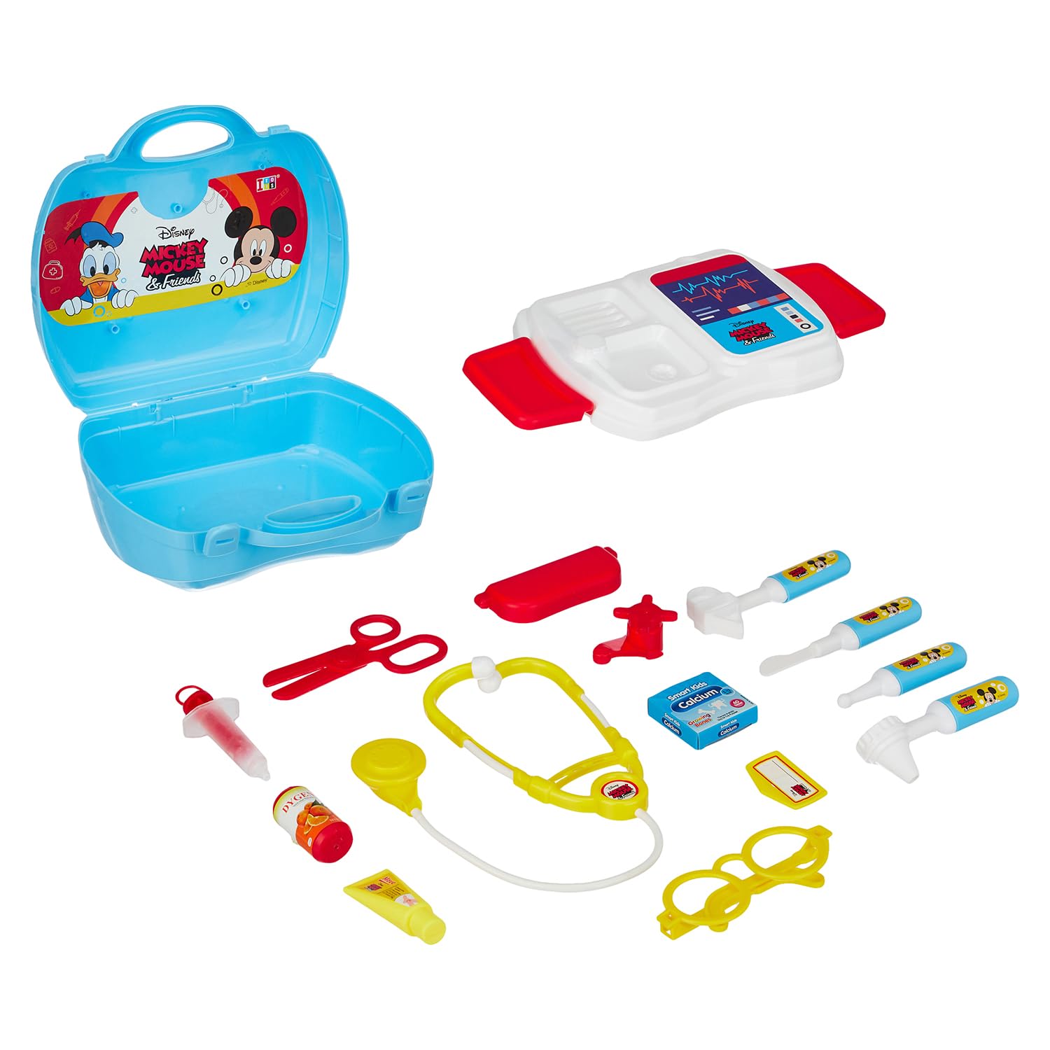 Amazon Brand Jam & Honey Mickey Mouse Doctor Playset, BIS Safe for Kids, Pretend Play Medical Kit with Accessories, Portable Foldable Suitcase Doctor Set for Age 3+ Years