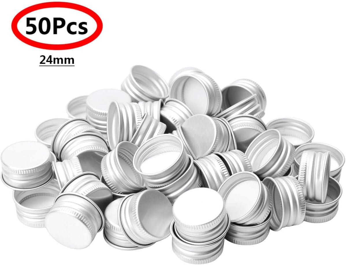 Glass Bottles Lids Small Premium Aluminium Lids Threaded Caps Lid Borosilicate Containers Bottles Leak-proof Lids Silver A 24mm
