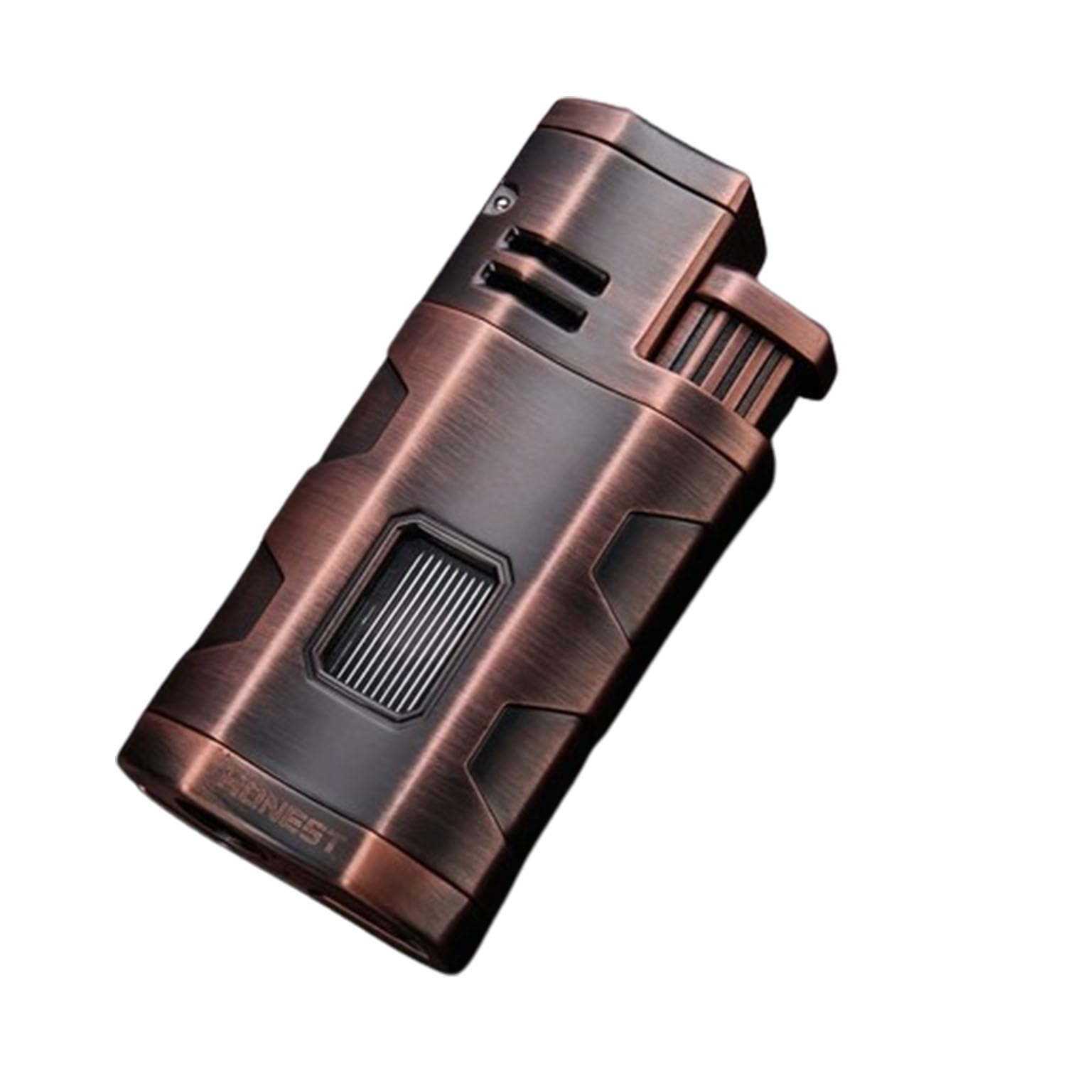 Encendedor de Cigarros Profesional con Triple Llama Tipo Soplete Butano Recargable con Perforador de Cigarros Ventana de Gas Visible (butano No Incluido)