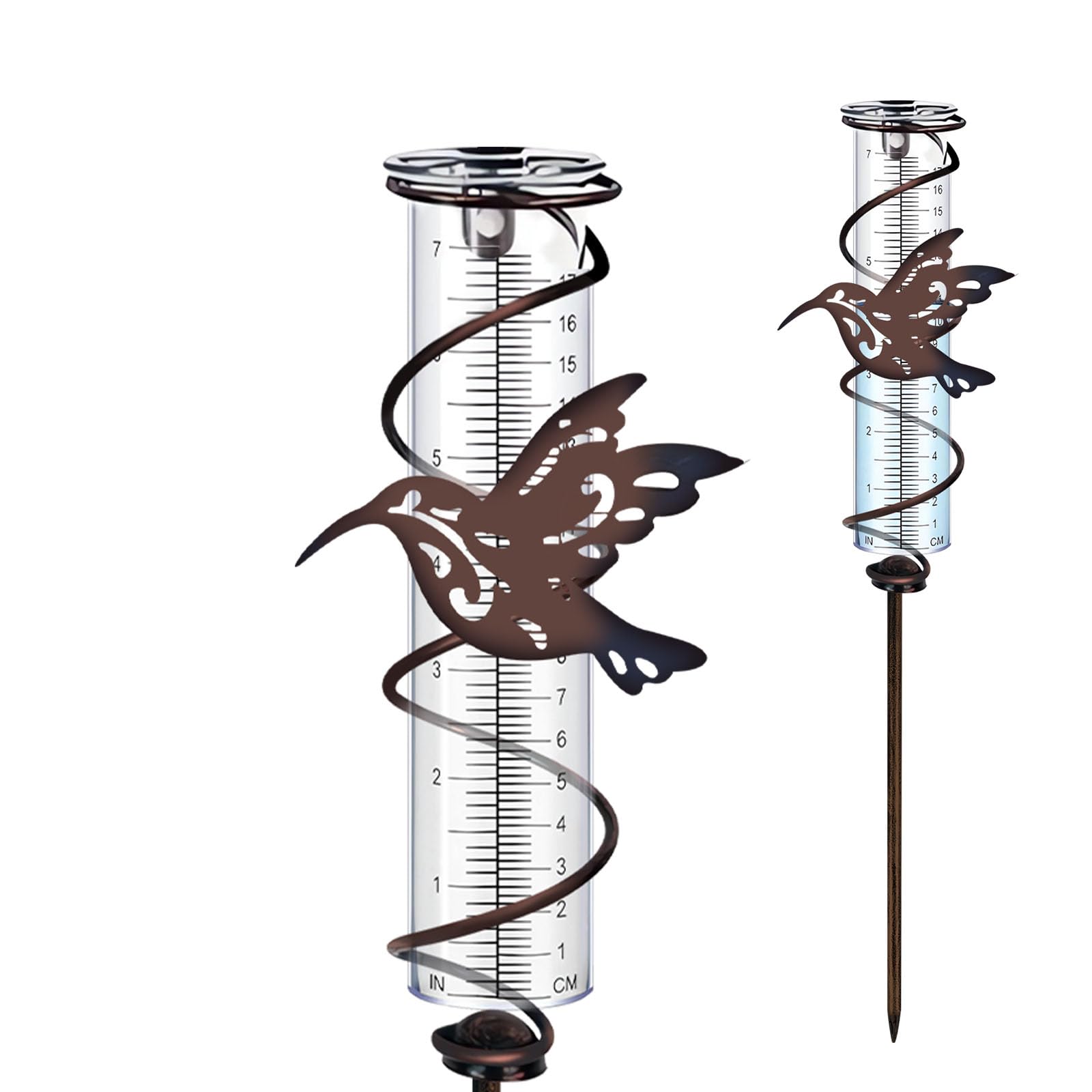 Jsleid Pluviomètre de Jardin en Verre, Pluviomètre Vintage, Pluviometre Exterieur Resistant Gel, Conception Colibri, avec des Graduations Claires, pour Jardin, Pelouse, Terrasse (Colibri) - 2