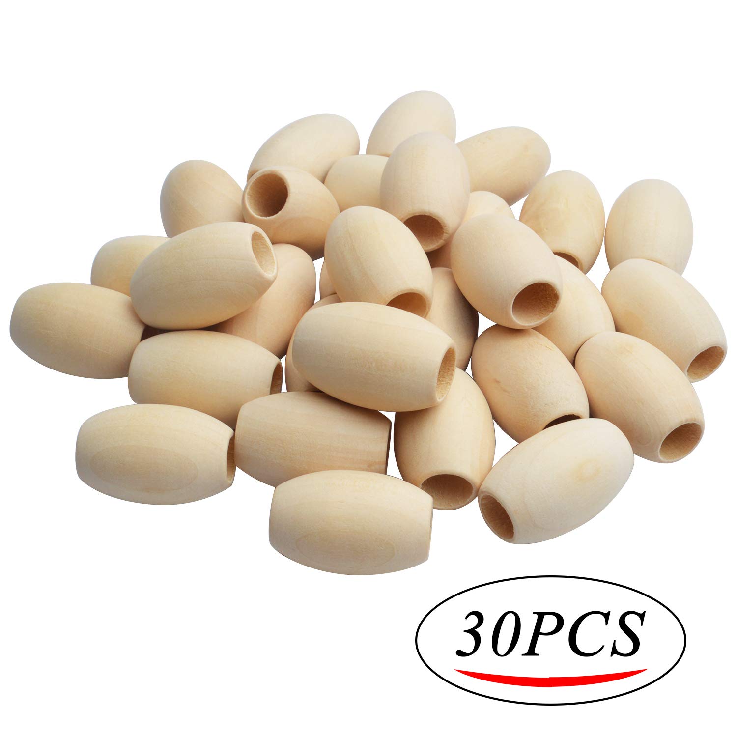 Natürliche Holzperlen Burlywood – 30 Stück, Oval, Mit 14 Mm Loch, Für DIY-Schmuck & Haarzöpfe