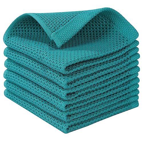 Mialily Paquete De 6,Toallas De Cocina 100 Algodón Tejido Gofre,35x35 Cm, Ultra Suaves, Absorbentes, De Secado Rápido,Toallas De Té Y Toallas De Barra
