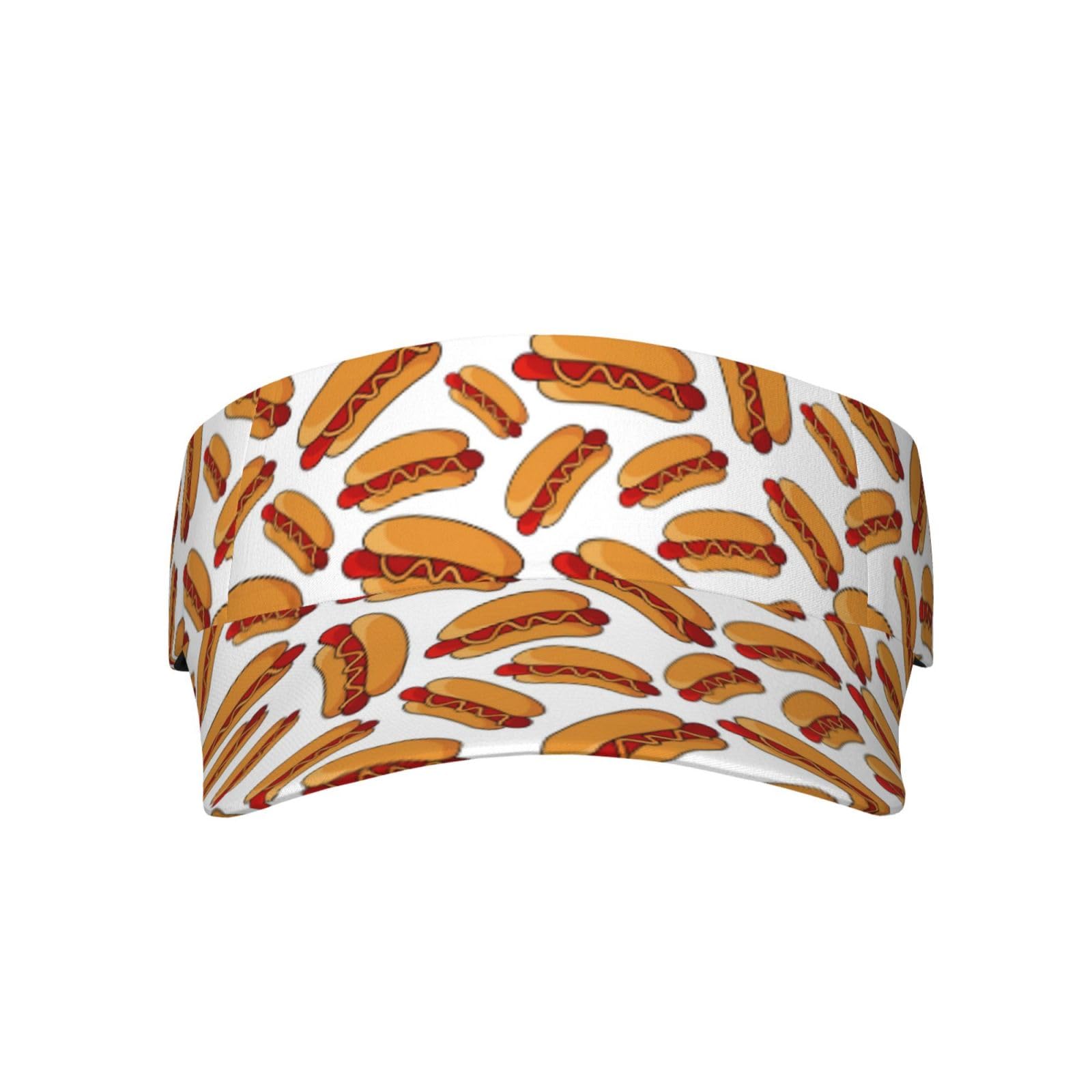Hot Dog Visor Caps for Women Men Summer Sun Visor Hat with Sweatband for Running Outdoor Beach