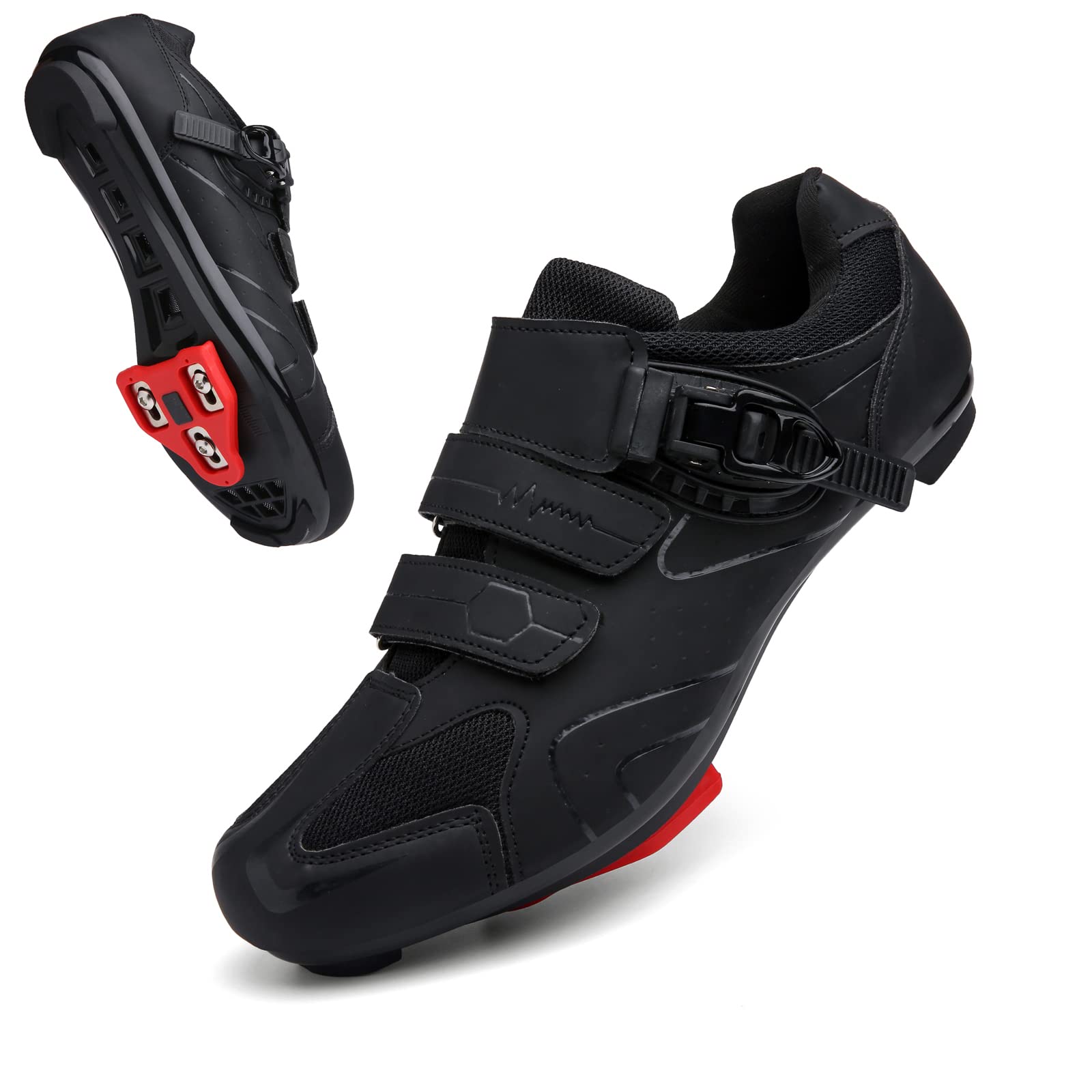 Mens Womens Cycling Shoes Compatible with Peloton Indoor Bicycle Pedals Clip in Road Bike Shoes Pre-Installed with Look Delta Cleats-image-1