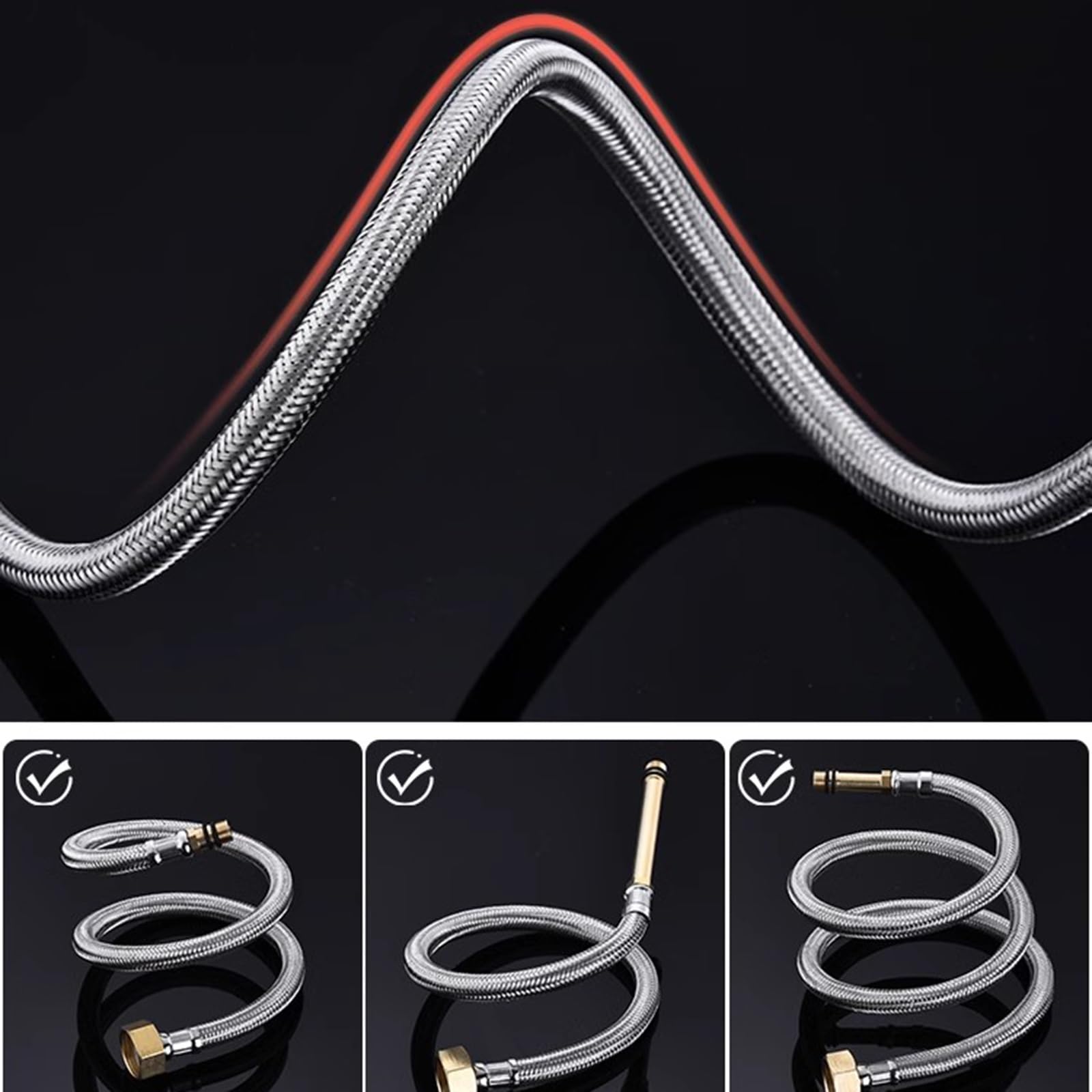 Connettori flessibili resistenti per rubinetto, confezione da 2 tubi da M10 a G1/2 per miscelatori monoblocco, lavelli e caldaie, facili da installare, lunghi 50 cm, ideali per l'impianto idraulico