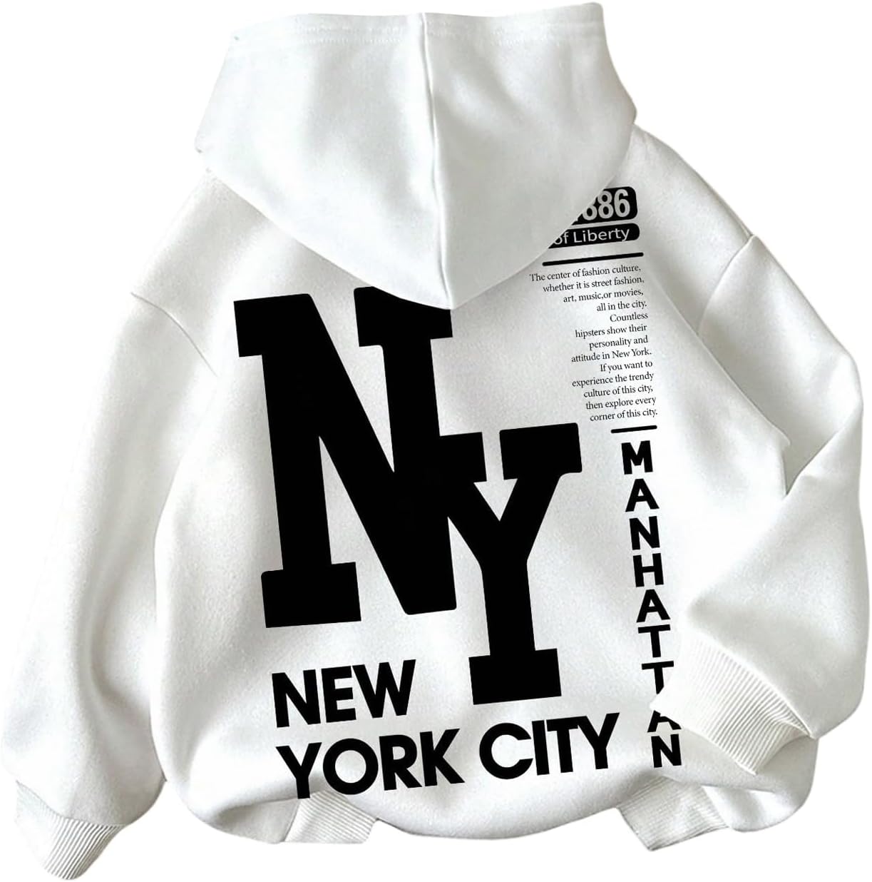 Floerns Boy's Letter Print Drop Shoulder Hoodie Long Sleeve Casual Hooded Sweatshirt