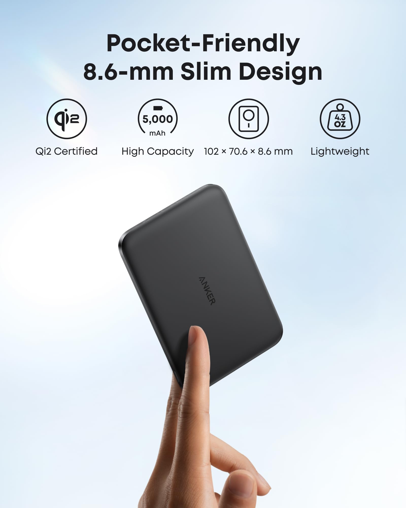 Anker A1665 5000 Mah Carica Wireless Nero (nano Power Bank 5k Slim Black)