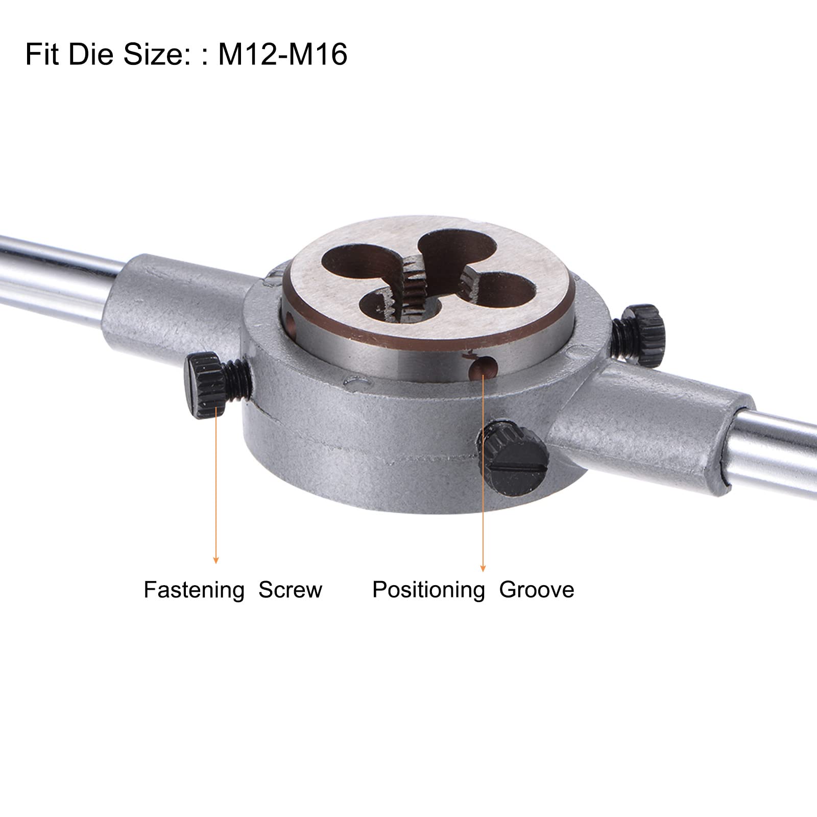 sourcing map M12 x 1,25 Filière Filetage Rond et Porte-filière 38mm (Convient M12-M16 Filière) Réglable