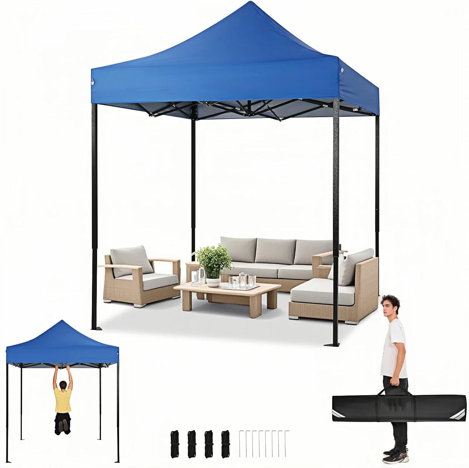 COBIZI Pop up Canopy Tent 10x30 Heavy Duty Gazebo with 8 Sidewalls, UPF 50+ All Weather Waterproof Commercial Outdoor Wedding Party Tents Canopy with Roller Bag,Dark Blue