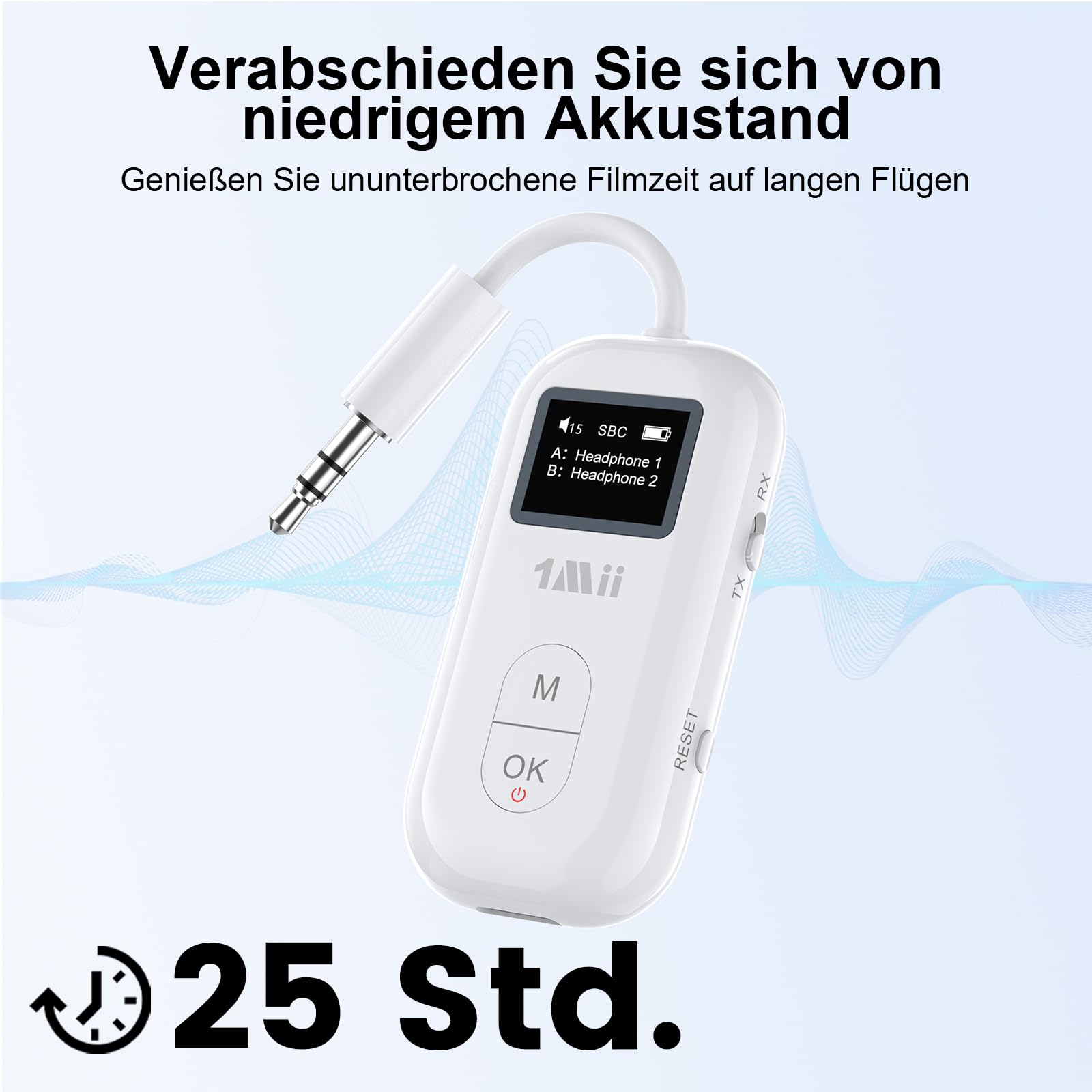 1Mii SafeFly Pro Flugzeug Bluetooth Adapter für AirPods kabellose Kopfhörer