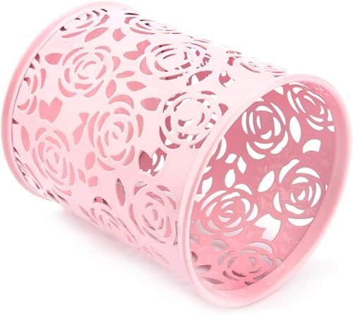 Miniatura 8 de Organizador de contenedores de escritorio con patrón de flores de rosas huecas, organizador de escritorio vibrante de 3.15 pulgadas para oficina,