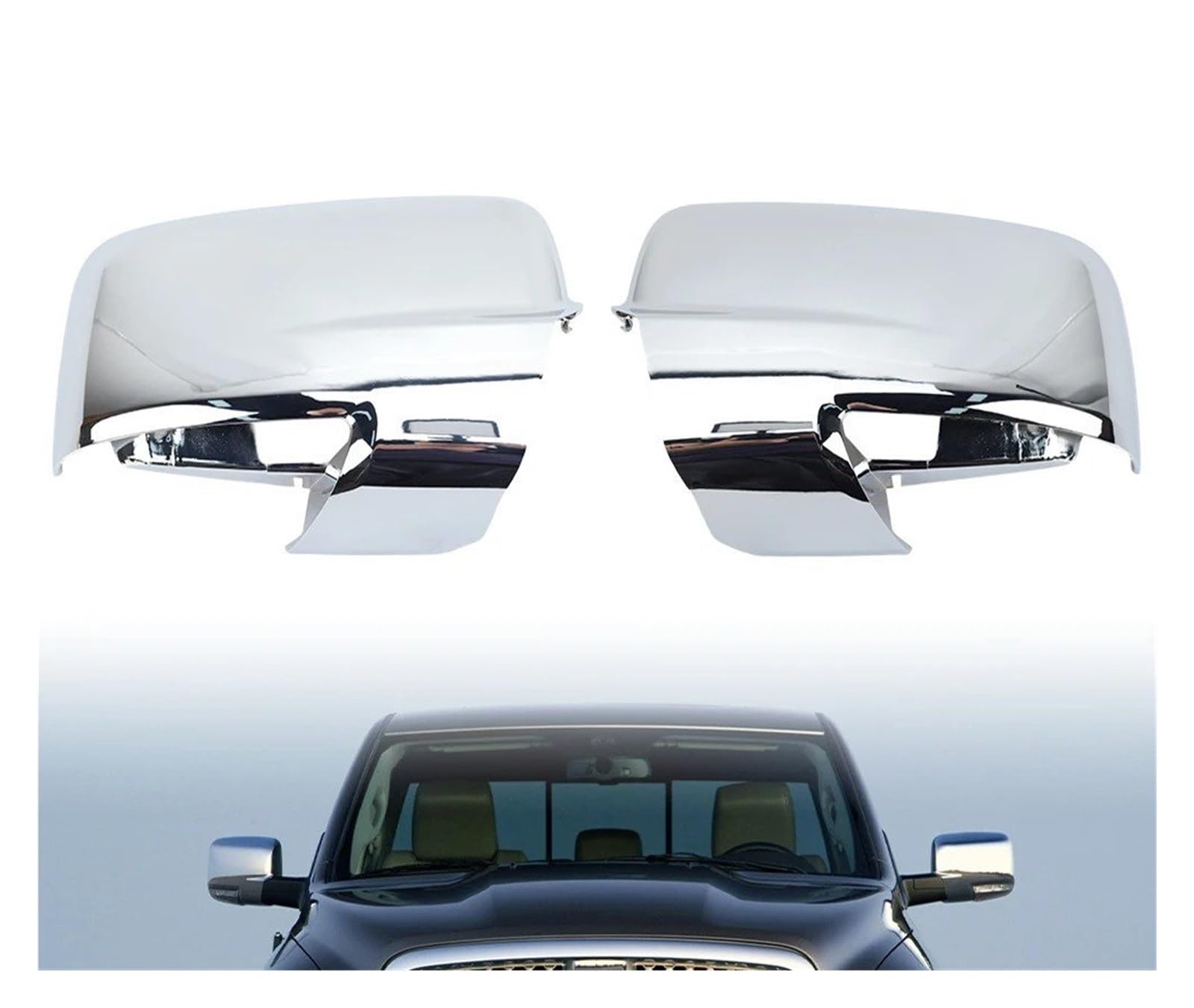 Coque Retroviseur Pour Dodge Pour RAM 1500 2009-2018, Couvercle De Rétroviseur Latéral De Voiture Galvanisé 68231242AM 68096198AH Pièces Détachées Auto(1 pair Chrome)