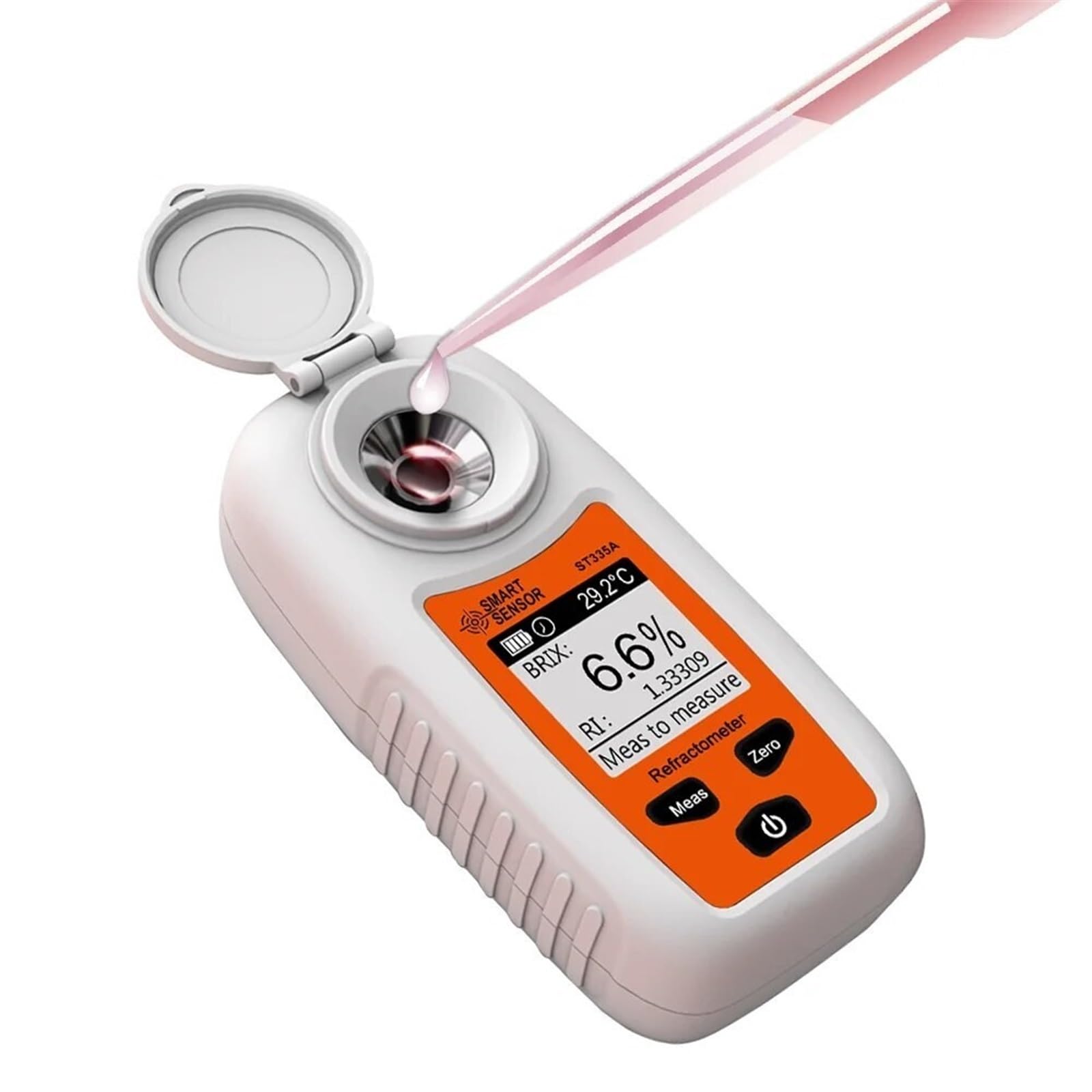 Kogedss One Color Refractometer, Lcd Digital Refractometer Meter Fruit Juice Beverage Atc Sugar Content Measuring Instrument 0-35% Saccharometer