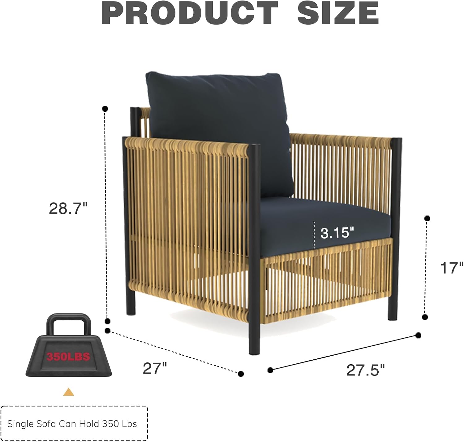 YOPTO 6 Pieces Outdoor Wicker Sofa Set with Coffee Table,2 Single Sofa Chairs & 2 Loveseats,Patio Conversation Sectional Set W/Cushion,Metal Frame & Removable Cover,Waterproof,for Backyard,Patio,Gray
