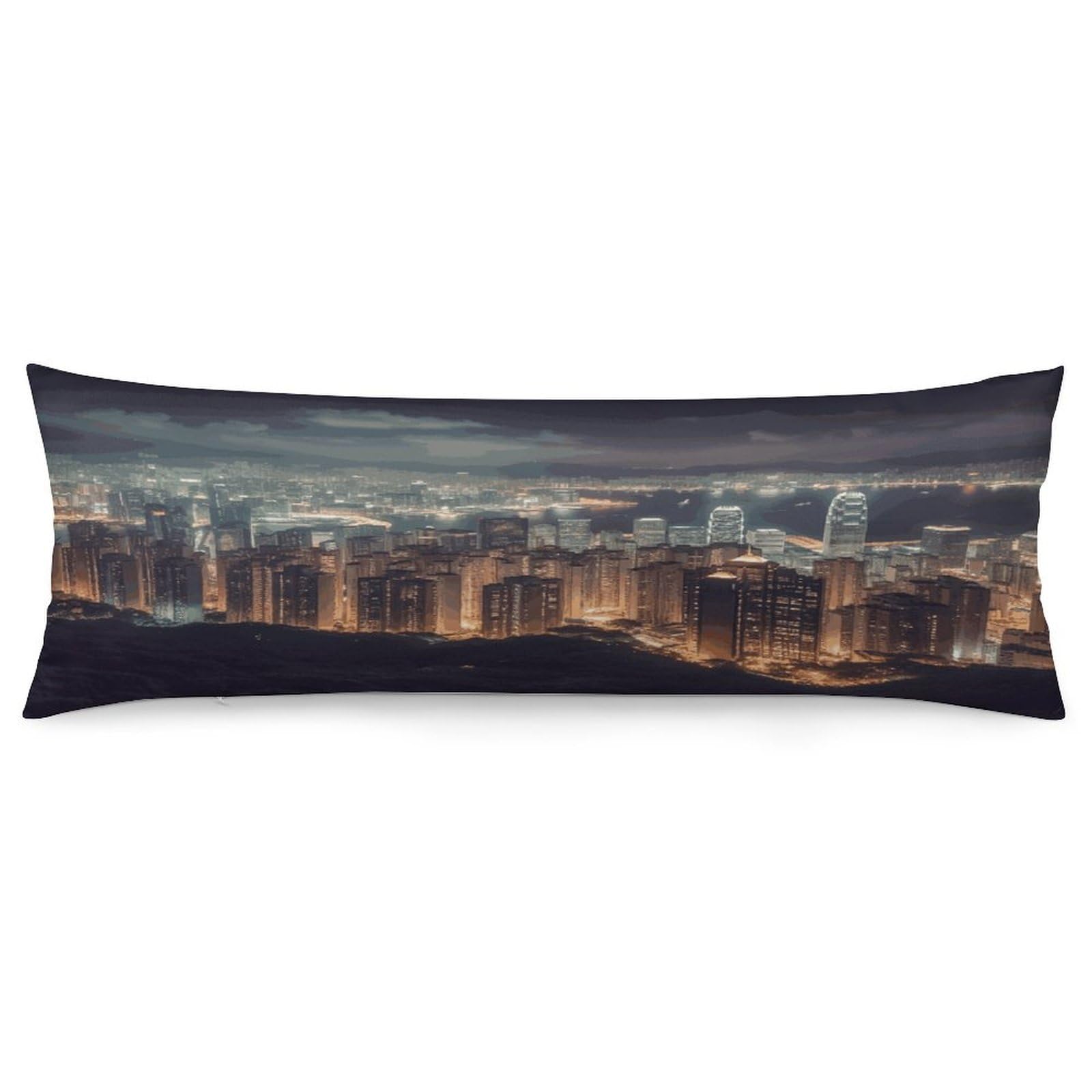 Body Pillow Pillowcase 19x53 Inch Hong Kong Print Body Pillow Cover with Hide Zipper Super Soft Cozy Long Pillow Case Rectangle Long Body Lumbar Cushion Case for Bedroom