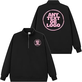 Custom Quarter Zip Mock Neck Sweatshirt for Men Lightweight Breathable Long Sleeve Pullover Add Your Logo Text