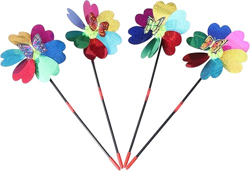 DOITOOL Molinillos de viento de girasol con estacas de metal para decoración de patio, molino de viento de mariposa de lentejuelas