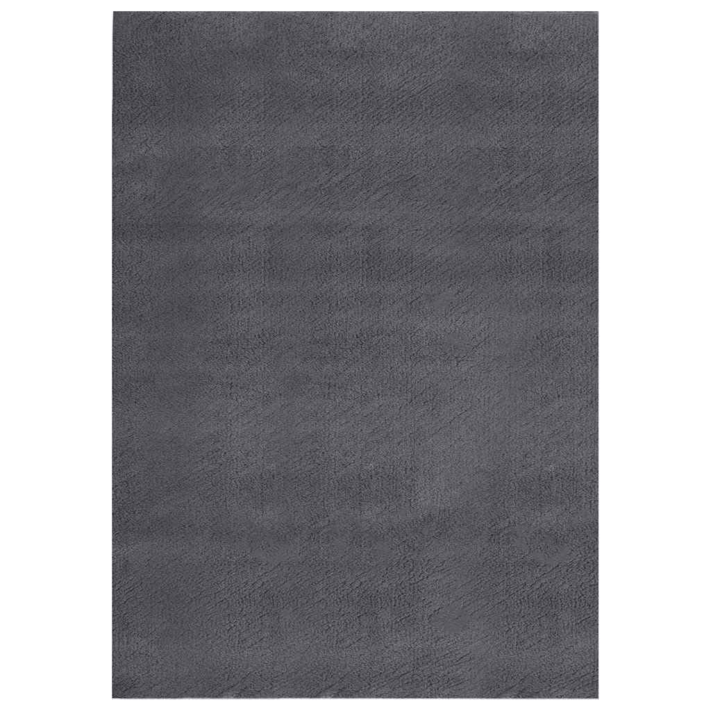 Teppich Wohnzimmer 160x230 cm Waschbar - Flauschiger Wohnzimmerteppich Anthrazit Modern - rutschfest & Faltbar für Schlafzimmer Flur Esszimmer - 18mm Florhöhe