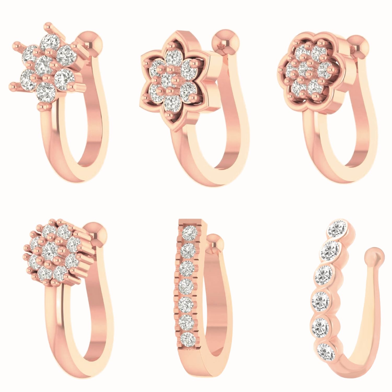 vama FASHIONS Clip on Type Rose Gold Nosepin without Piercing Pressing Type Press On Nose ring Stud for Girls & Women-picture-44