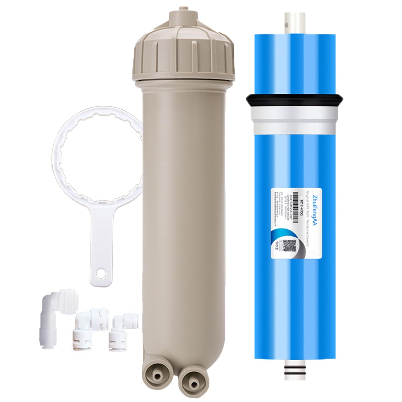 Filtr membranowy RO 400 GPD z obudową, z kluczem, złączką, zaworem zwrotnym, System filtracji wody pitnej pod zlewem Fit Home RO
