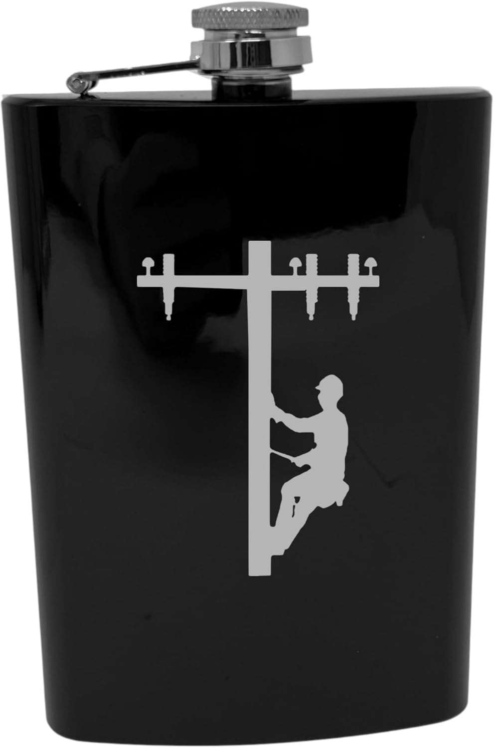 8oz/6oz Lineman Flask (NOT PERSONALIZED, 8OZ BLACK)