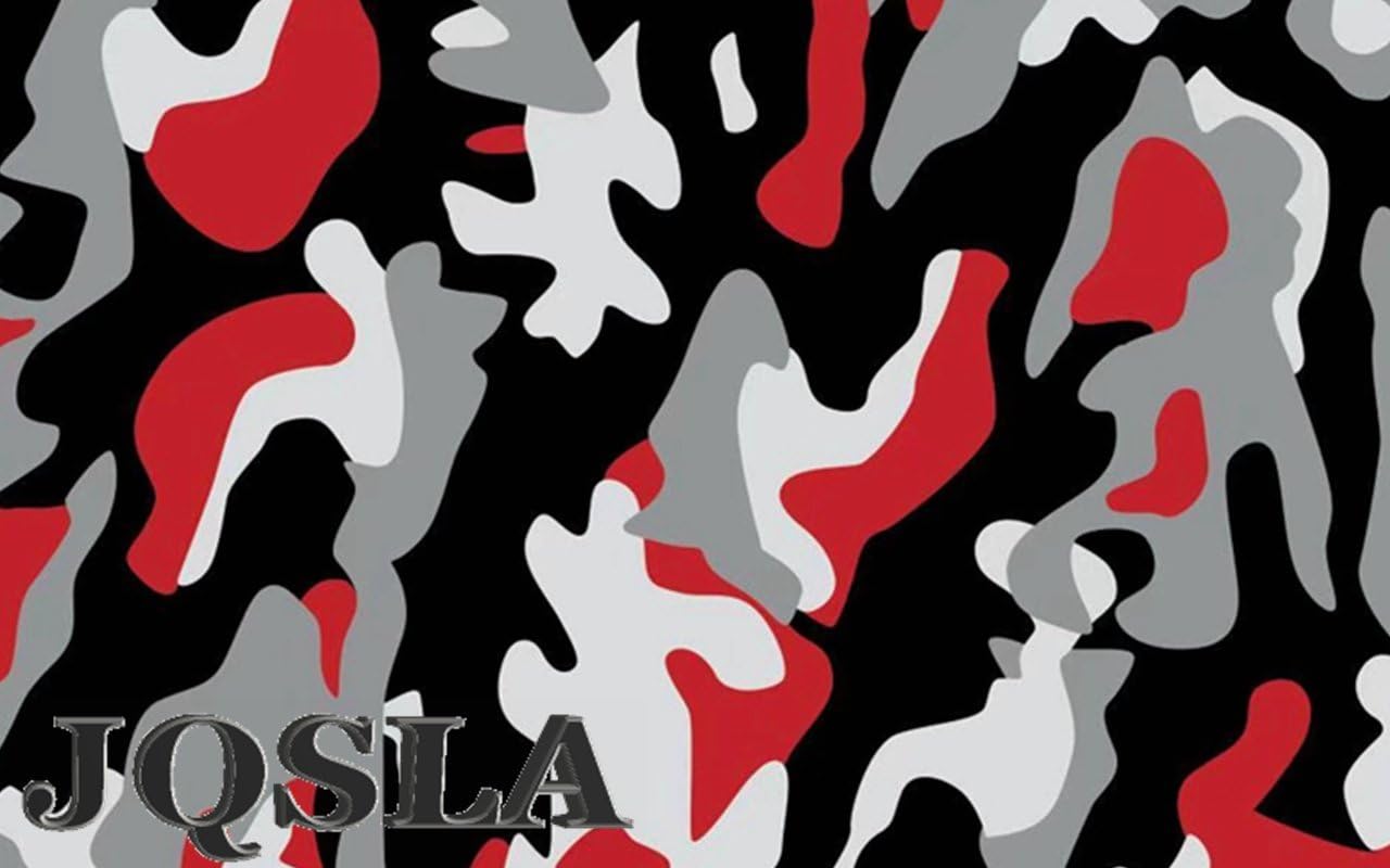 RED Black White Gray Camouflage Matte Premium Vinyl Car Wrap Decal Film Sheet Air Channel Release Technology + Free Tool Kit (240" x 60" / 20FT x 5FT)