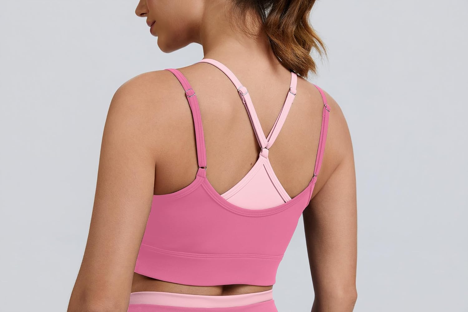 FITTOO Sports Bra for Women High Support Adjustable Straps Workout Sports Bras Strappy Back Removed Pads Workout Yoga Top