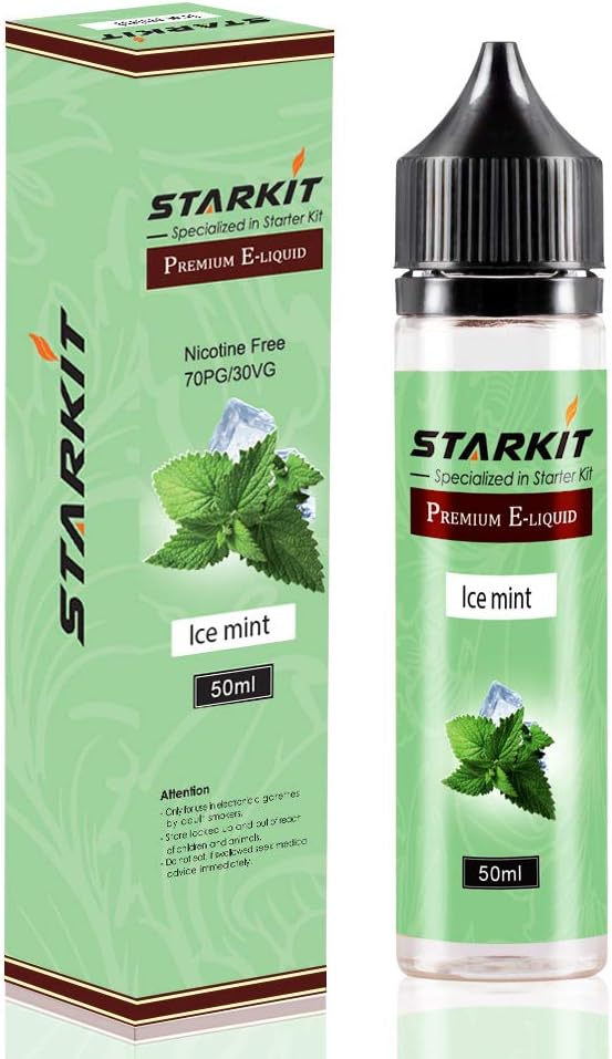 E Liquids 50ml with 60ml Bootle,Shortfill Eliquid,Ice Mint Flavor for Vape Pen E Cigarettes Starter Kit SMOK E Shisha, STARKIT® E-Liquid PG70% VG30%,No Nicotine,Ice Mint Flavors Ejuice