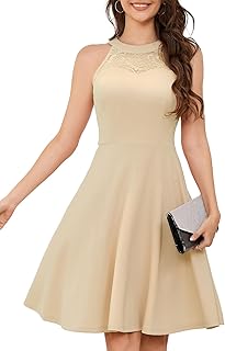Women Cocktail Prom Wedding Dress Halter Lace Evening Party Short Vintage Homecoming Dresses - Buy now