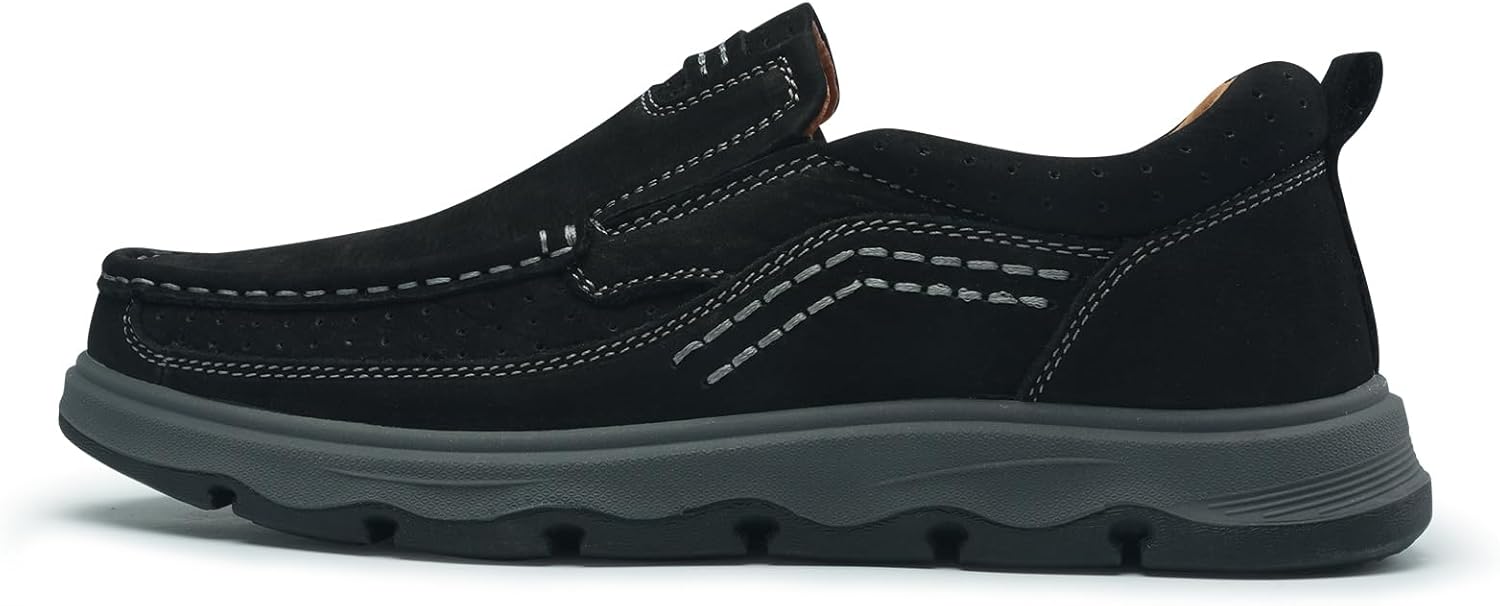 Mens Leather Slip On Casual Loafers Classic Outdoor Walking Hiking Dress for Work Office Shoes Comfortable - Image 6