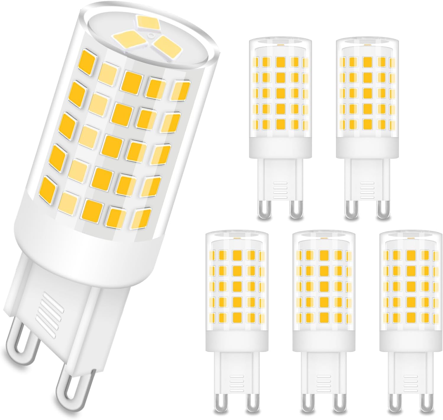 G9 LED Bulb 4W, 40 Watt T4 G9 Halogen Equivalent, 3000K Warm White, Ceramic Bi Pin Base, 120V 400 Lumen 360°Beam Angle No-Flicker, Chandelier Lighting 400LM (5 Pack)