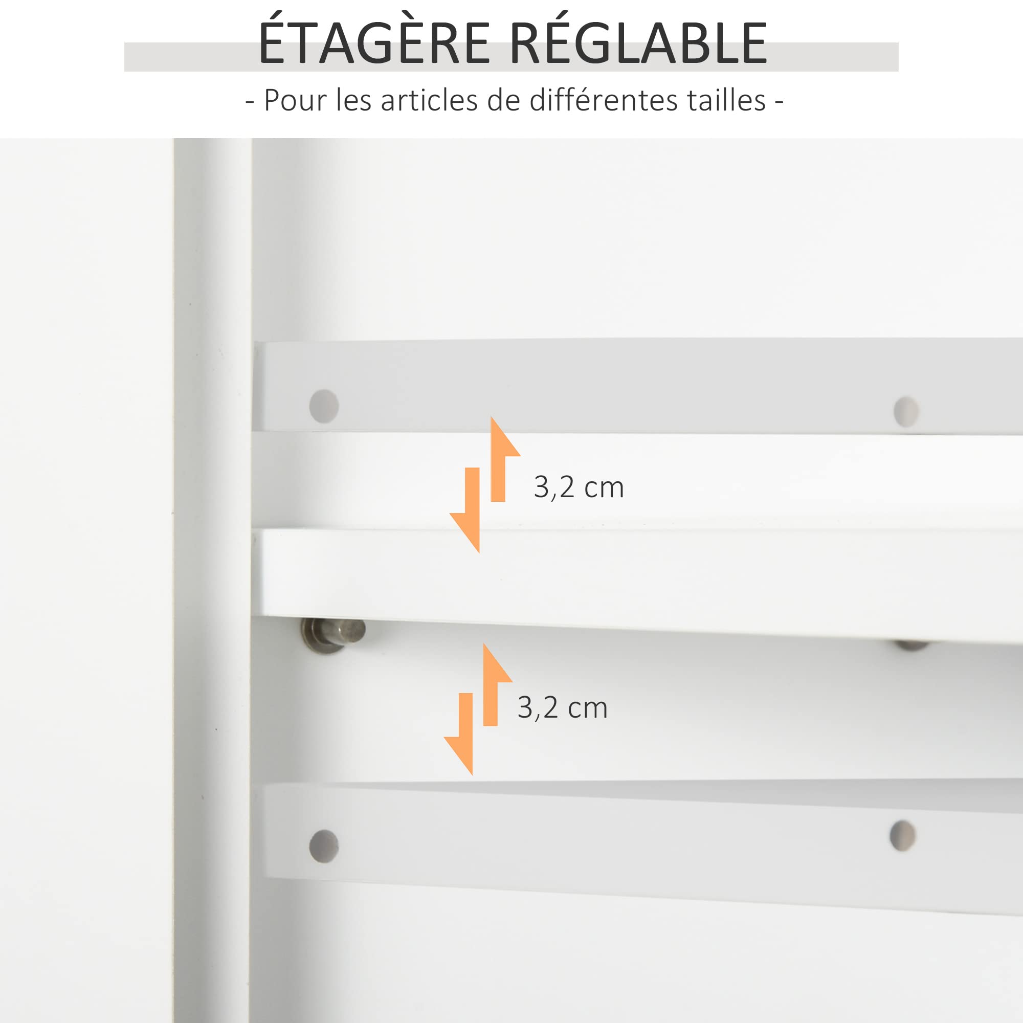 HOMCOM Armoire Haute Murale de Salle de Bain ou WC Placard 2 Portes 2 étagères Niche dim. 60L x 20l x 58H cm MDF Panneaux Particules Blanc
