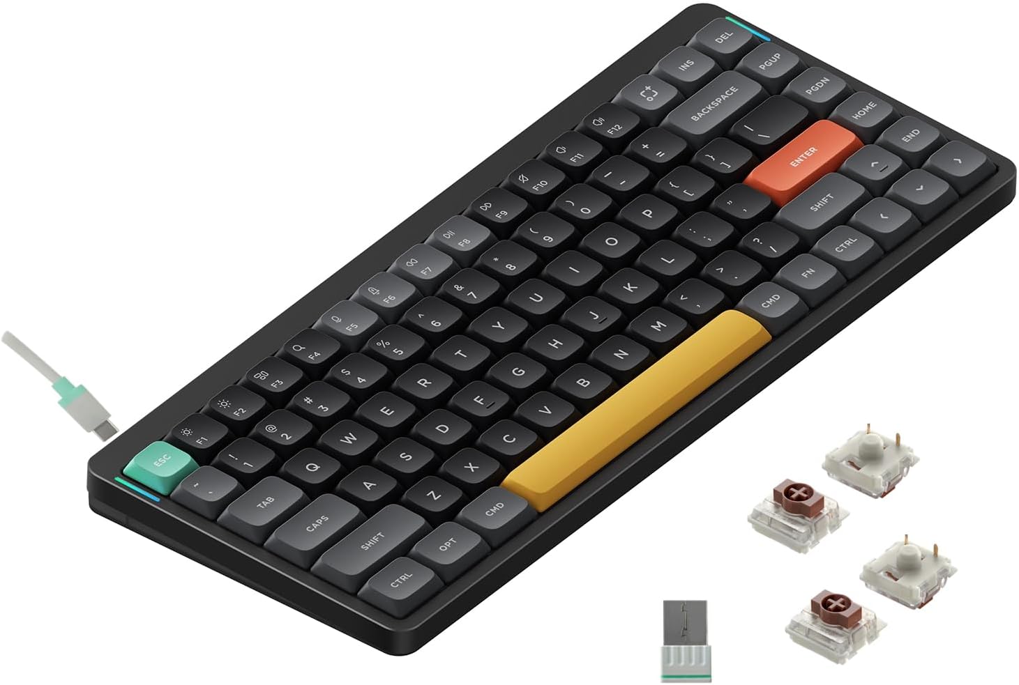 nuphy Air75 V2 Portable 75% Mechanical Keyboard,Wireless Keyboard,Supports Bluetooth/2.4G/USB-C RGB Bluetooth Keyboards,Compatible with Windows/Mac OS/Linux Systems-Black Gateron Brown Switch