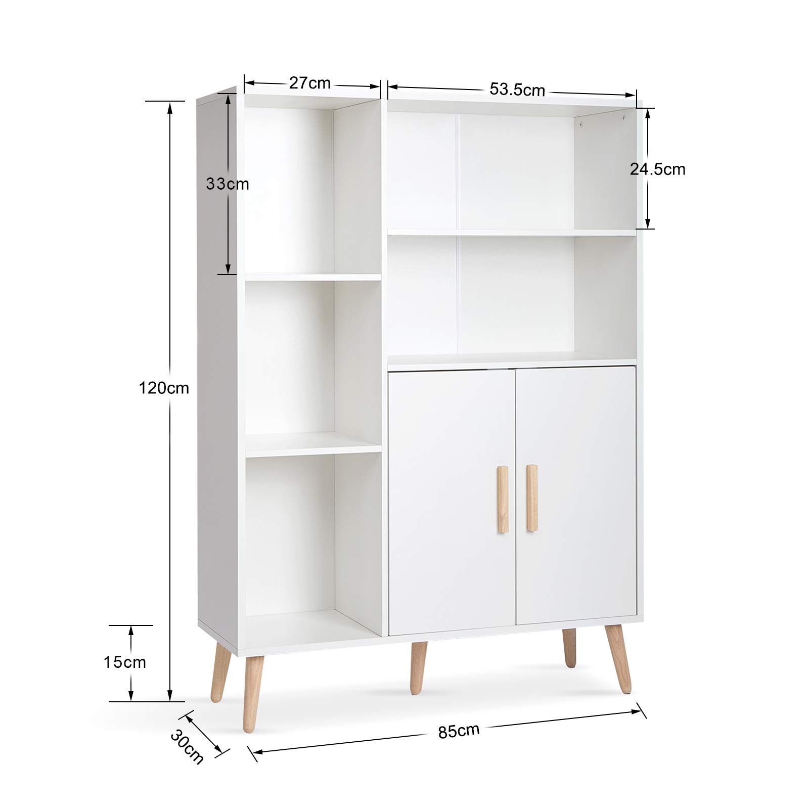 Mondeer Aparador, Madera, Blanco, 85 cm