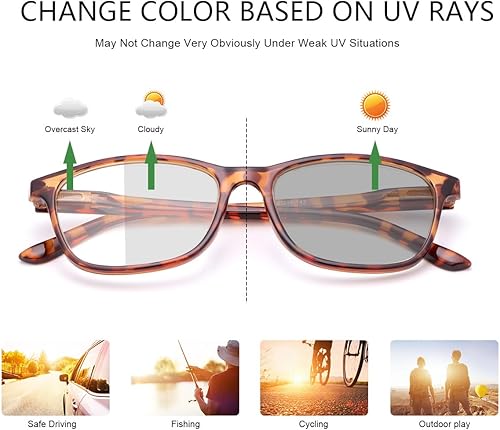 Miniatura 3 de YIMI Gafas fotocrómicas de distancia miopía con bisagra de resorte Anit UV para hombres y mujeres poder negativo retro gafas de miopía