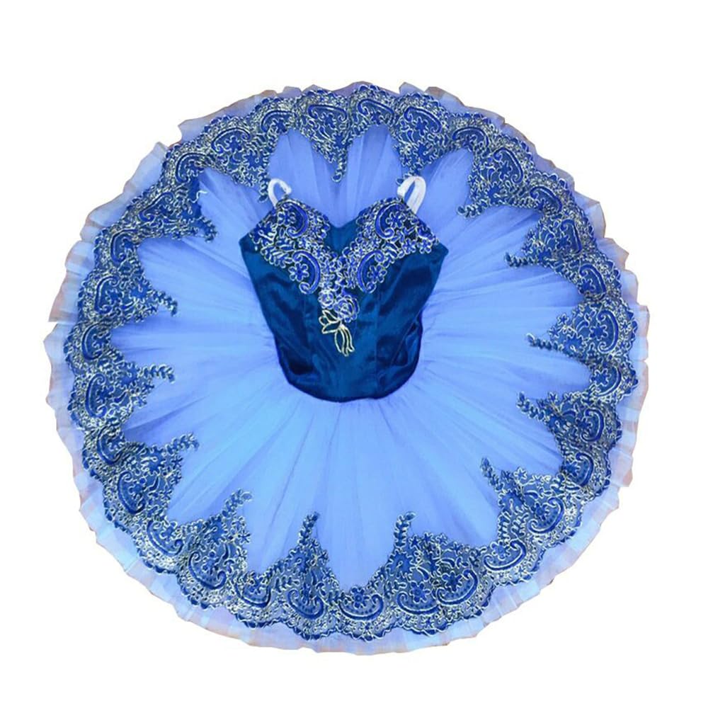 Ballet Swan Lake tu Ropa Leota Estampada Falda de Chaleco Falda de Bailarina esponjosa Falda de actuación(Size:160cm,Color:Azul)