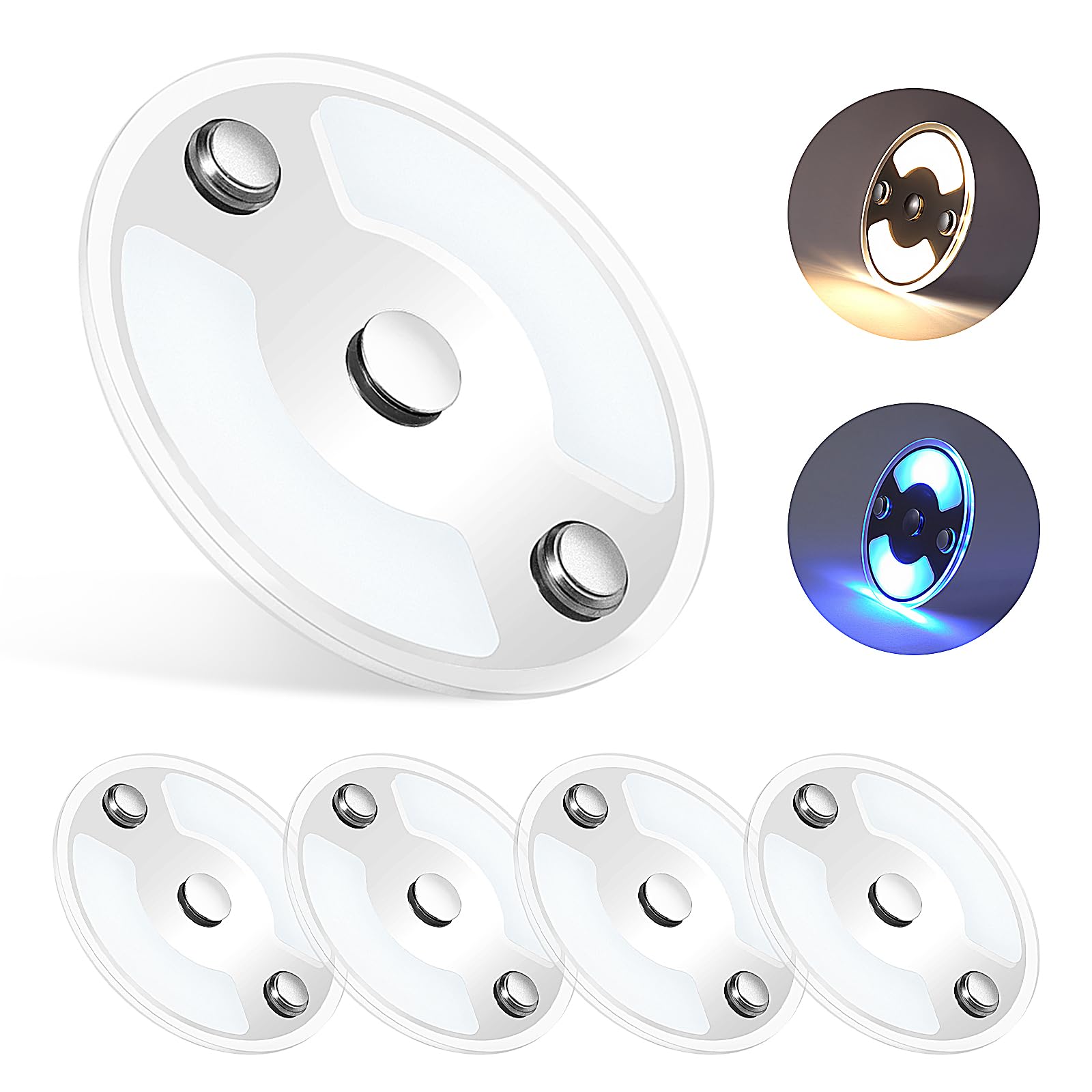 4 x 12V LED Deckenleuchte Wohnmobil Flach Dimmbar Panel Rund Leuchte 75mm 235LM mit Touch Schalter Aufbauleuchte, für Camper Boot Wohnwagen Yacht Auto, Zwei Farbe(3000K/Blau)