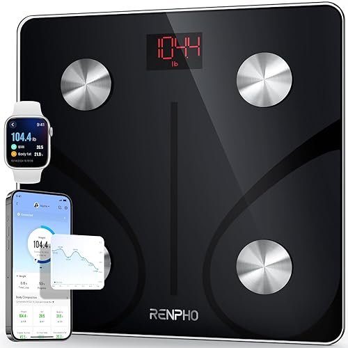 RENPHO Analizador de grasa corporal con bluetooth ES-CS20M-B Negro 1 Black, Blanco
