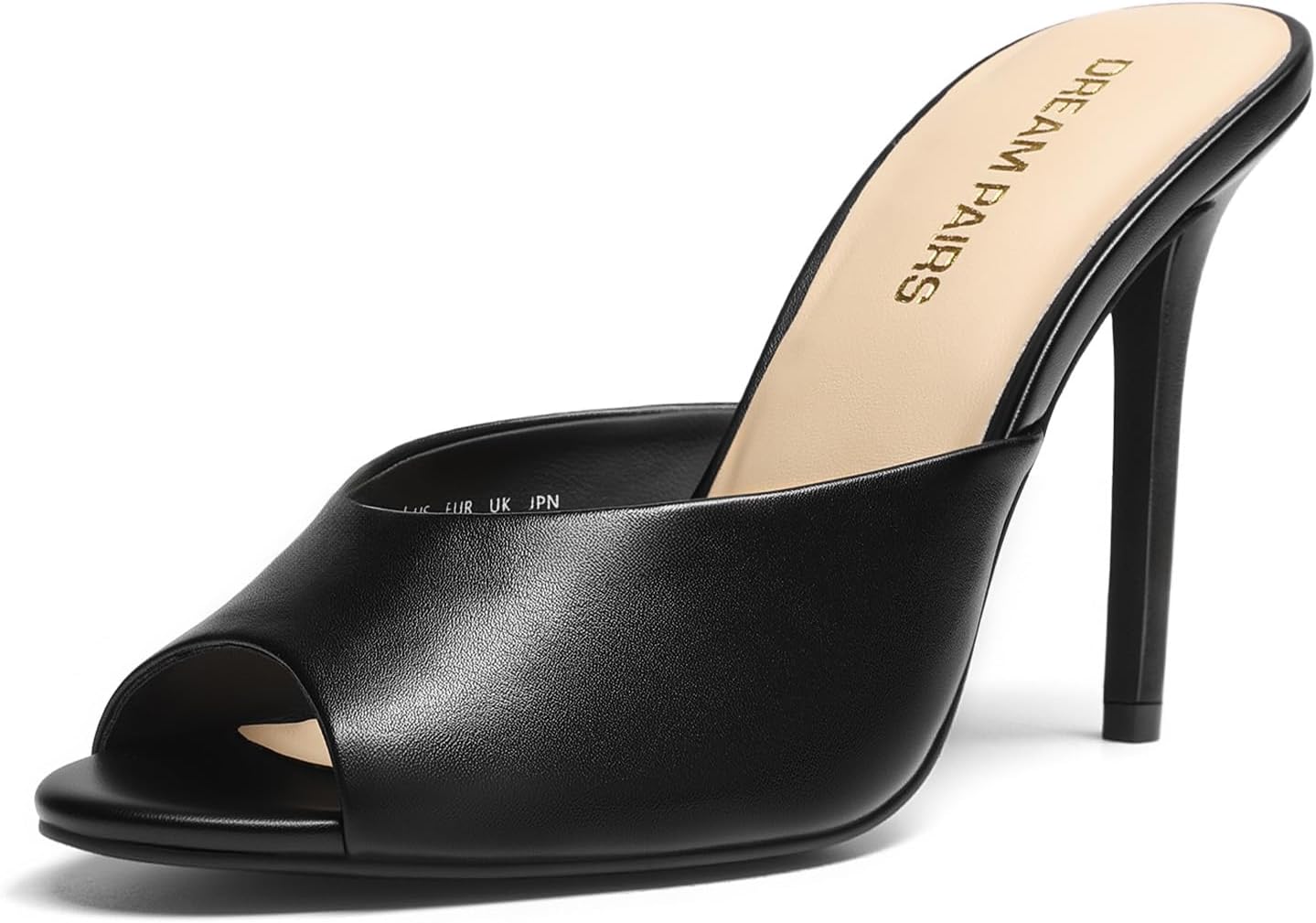 DREAM PAIRS Mule Heels for Women High Heels Stiletto Open Round Peep Toe Mules Sandals Slip on Dress Shoes Sexy Heeled for Party Dressy Prom Wedding